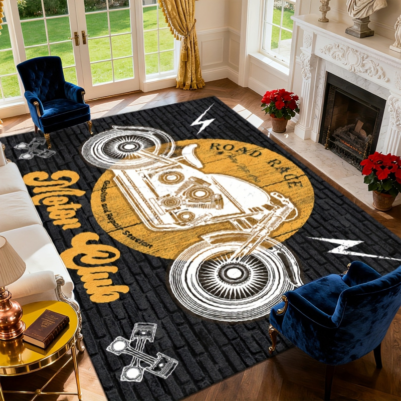 Commercial Wall Printing Machine - VIKAMA Retro Motor Club Area Rug